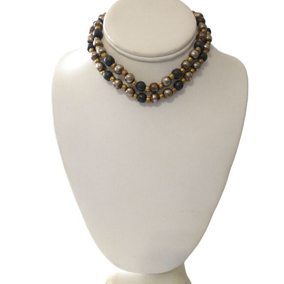 Metal Bead Chain Necklace Mixed Metals HEAVY Strand Biker Rocker Fairy Grunge - Picture 9 of 16